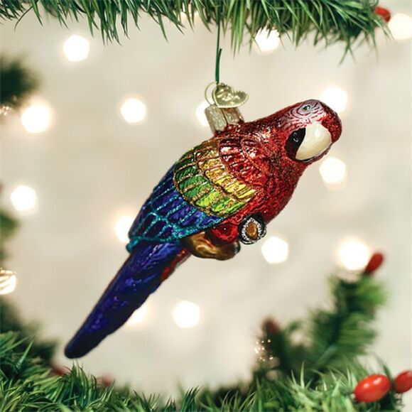 Old World Christmas Red and Blue Tropical Parrot Holiday Ornament - Picture 4 of 7